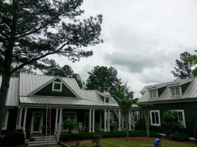 House with a pebble gray metal roofing